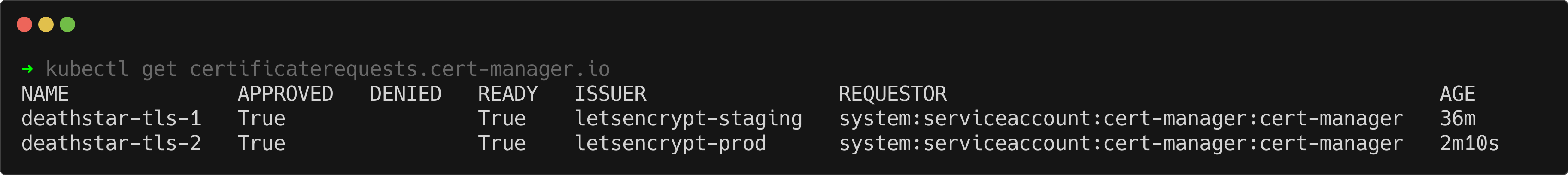 Verifying production CertificateRequest in cert-manager